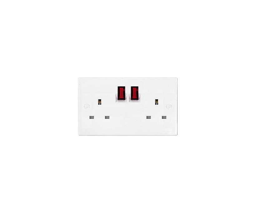 13A 2 Gang SP Switched Socket Outlet (Neon)